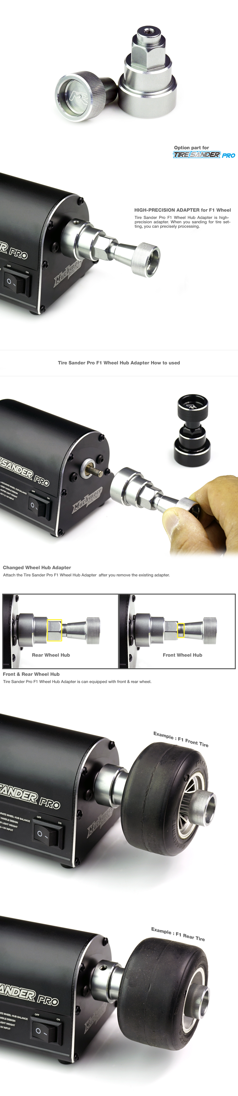 MR-TSPF1 Tire Sander Pro F1 Wheel Hub Adapter By Muchmore Racing Co., Ltd.