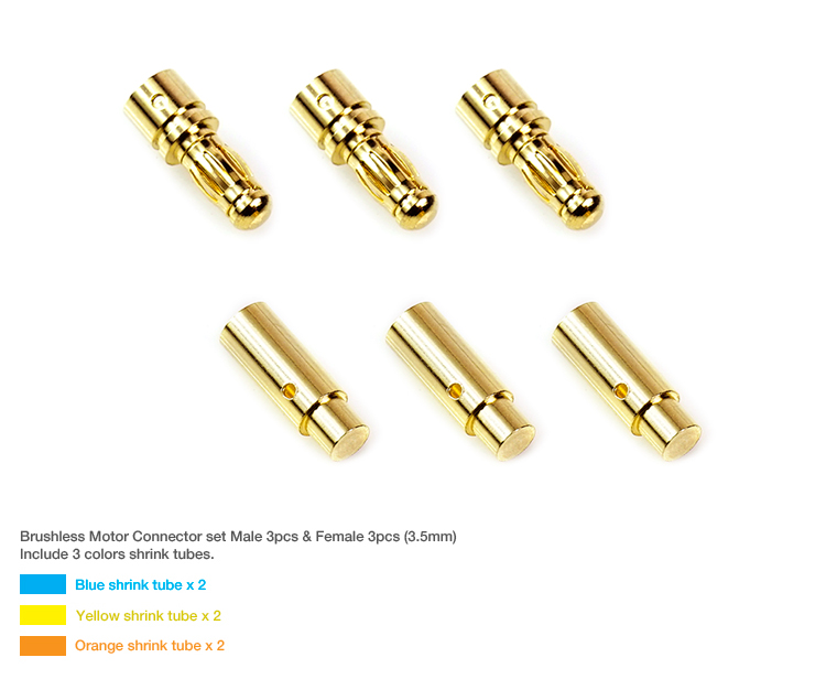 CE-MPG Brushless Motor Connector set Male 3pcs &Female 3pcs (3.5mm) ブラシレスモーターコネクターオス ,メス各3個入 (3.5mm)