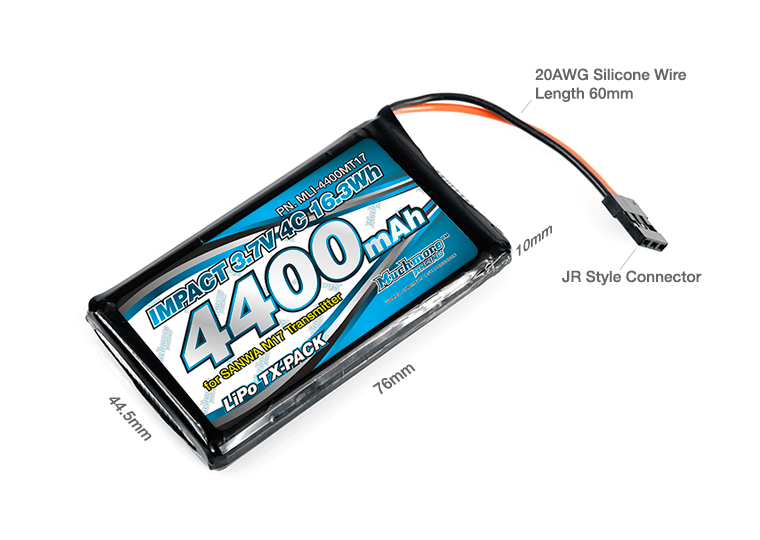 MLI-4400MT17 IMPACT Li-Po Battery 4400mAh/3.7V 4C for SANWA M17 Transmitter インパクトLi-Poバッテリー 4400mAh/3.7V 4C SANWA M17 送信 by Muchmore Racing