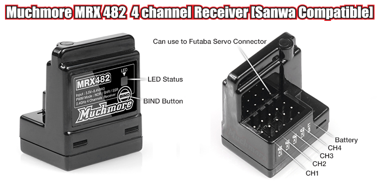 MRS-MRX482 Muchmore MRX 482  4 channel Receiver [Sanwa Compatible] Muchmore MRX 482  4チャンネル受信機 [三和互換]