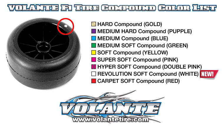 VOLANTE F1 Rear Rubber Slick Tires Preglued ( Asphalt, Carpet )