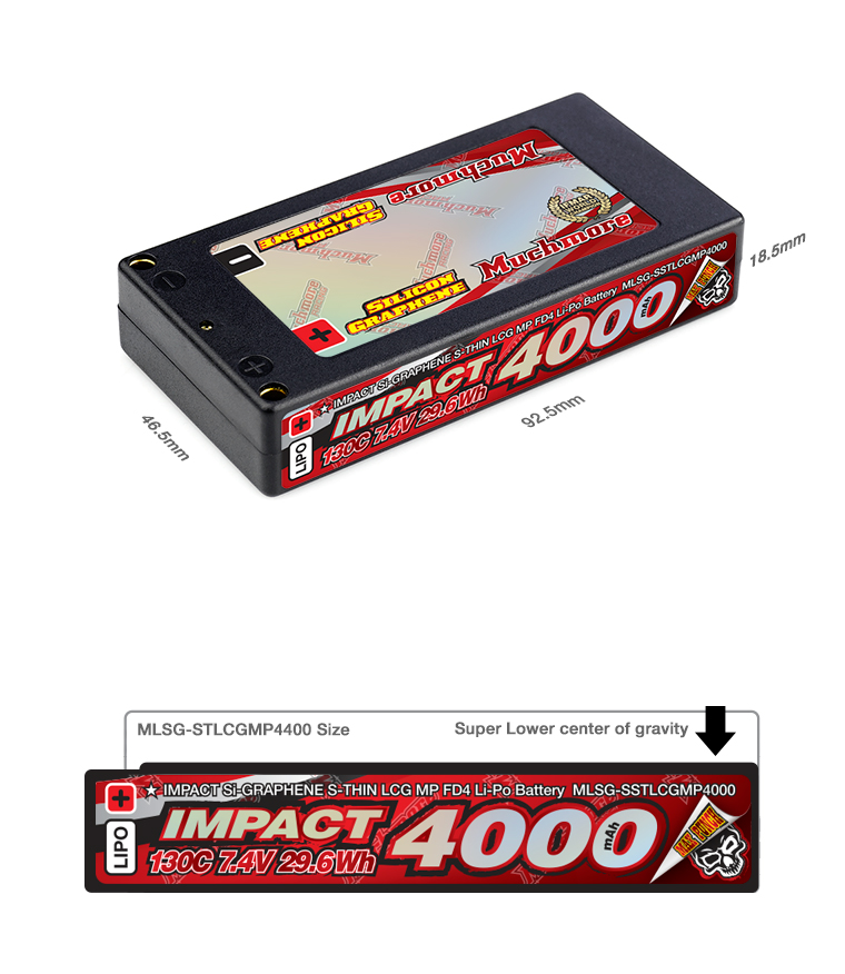 MLSG-SSTLCGMP4000	IMPACT [Silicon Graphene] Super Thin LCG Max-Punch FD4 4000mAh / 7.4V 130C Hard Case