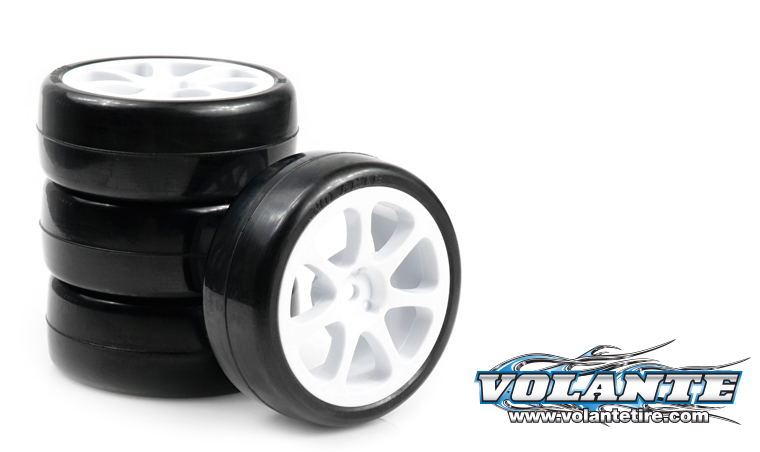 VOLANTE V5 Tough Gold 1/10 TC Rubber Tire Pre-glued 4pcs [Seven Spoke Wheel]